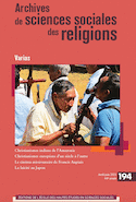 Archives des sciences sociales des religions, no 194